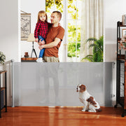 PawHut Retractable Baby Safety Gate – Up to 180cm, Grey image 1