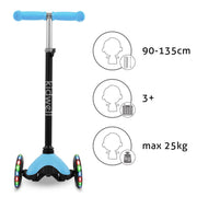 Kidwell UNO 3-Wheel Balance Scooter with LED Wheels – Blue | Ages 3+ image 4