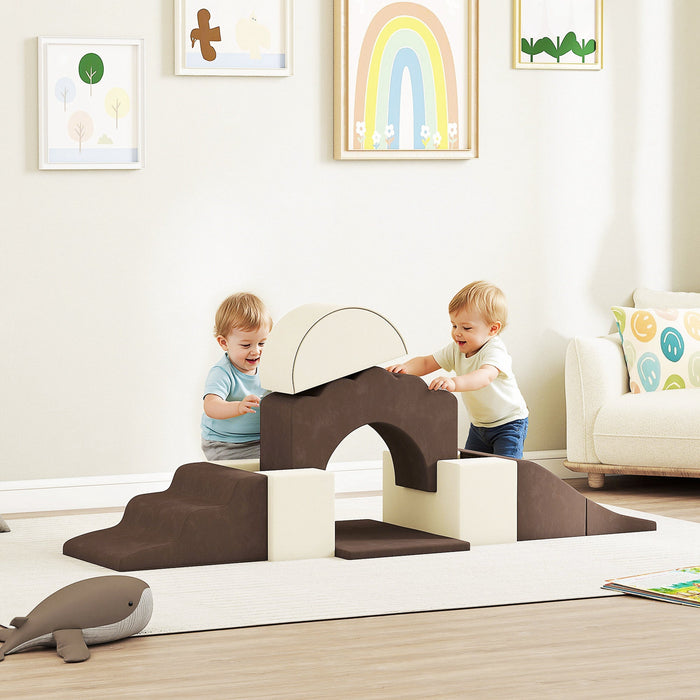 AIYAPLAY 7-Piece Soft Play Set for Babies & Toddlers – Brown