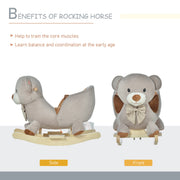 HOMCOM Plush Bear Rocking Toy with Sound – Grey (18–36 Months) image 5