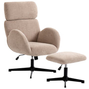 HOMCOM Swivel Rocking Armchair with Footstool – Adjustable Velvet Accent Chair image 9