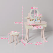AIYAPLAY Kids Dressing Table with Mirror & Stool – Pink image 2