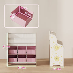 AIYAPLAY Kids Toy Storage Unit with Book Rack – Pink