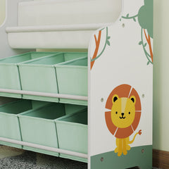 AIYAPLAY Kids Toy Storage Unit with Book Rack – Green