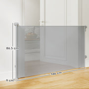 PawHut Retractable Baby Safety Gate – Up to 140cm, Grey image 2