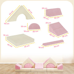 AIYAPLAY 12-Piece Modular Kids Play Sofa – Pink