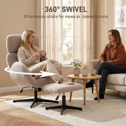 HOMCOM Swivel Rocking Armchair with Footstool – Adjustable Velvet Accent Chair image 6