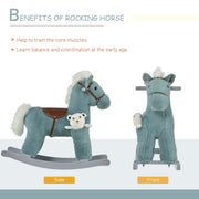 HOMCOM Plush Rocking Horse with Sound – Blue (18–36 Months) image 5