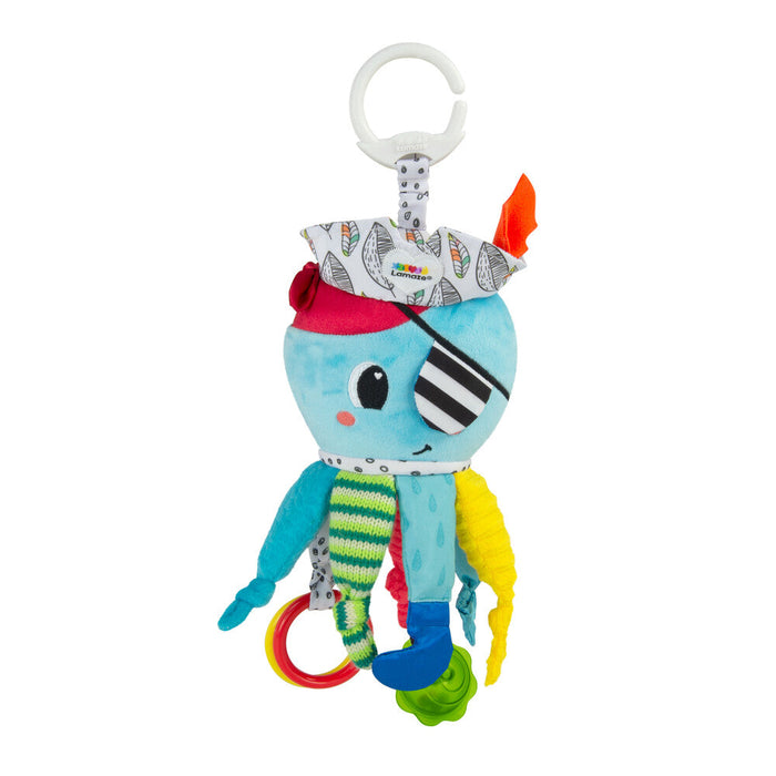 Colorful Captain Calamari plush sea creature toy with patterned clothes and dangling rings