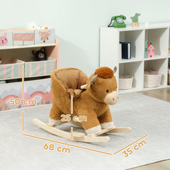 AIYAPLAY Baby Rocking Horse with Safety Belt – Brown