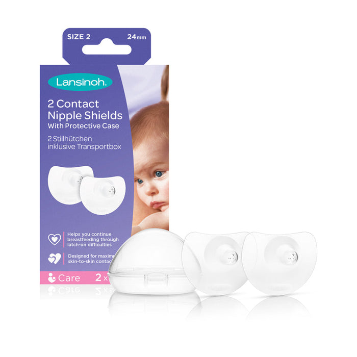 Lansinoh 24mm contact nipple shields, 2-pack with protective case