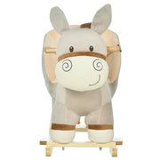 HOMCOM Plush Donkey Rocking Toy with Sound – Grey (18–36 Months) image 8