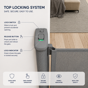 FYLO Baby Fabric Safety Retractable Stair Gate - Grey (Upto 120cm Width) image 5