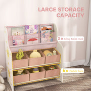 AIYAPLAY Kids Toy Storage Unit with Book Rack – Pink image 3