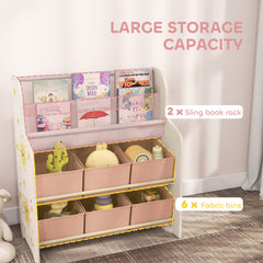 AIYAPLAY Kids Toy Storage Unit with Book Rack – Pink