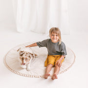 MINICAMP Kids Playmat with Pompom Border in Ecru image 5