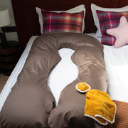 MINICAMP U-Shaped Comfort Pillow with Natural Sateen Cotton Cover in Cacao | Kapok or PES Filling image 11