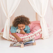 MINICAMP Large Floor Cushion with Tassels in Rose image 2