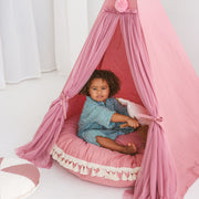 MINICAMP Large Floor Cushion with Tassels in Rose image 6