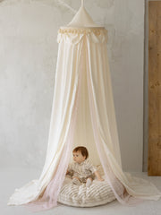 MINICAMP Kids Bed Canopy with Tulle & Tassels – Cream image 8