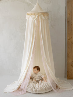 MINICAMP Kids Bed Canopy with Tulle & Tassels – Cream