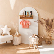 MINICAMP Solid Oak Floating Kids Bookshelf with Coat Hooks image 3