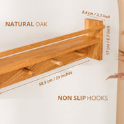 MINICAMP Solid Oak Floating Kids Bookshelf with Coat Hooks image 5