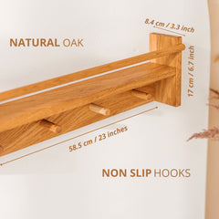 MINICAMP Solid Oak Floating Kids Bookshelf with Coat Hooks
