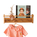MINICAMP Solid Oak Floating Kids Bookshelf with Coat Hooks