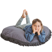 MINICAMP Large Floor Cushion with Tassels in Grey image 1