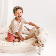MINICAMP Large Round Nest Play Mat & Kids Lounger in Ecru image 2
