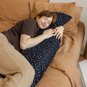 MINICAMP Long Maternity & Lumbar Support Pillow with Organic Cover in Navy Blue image 2