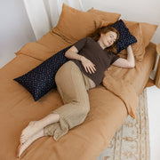 MINICAMP Long Maternity & Lumbar Support Pillow with Organic Cover in Navy Blue image 3