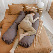 MINICAMP U-Shaped Comfort Pillow with Natural Sateen Cotton Cover in Cacao | Kapok or PES Filling image 8