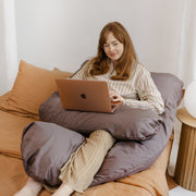 MINICAMP U-Shaped Comfort Pillow with Natural Sateen Cotton Cover in Cacao | Kapok or PES Filling image 4