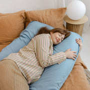 MINICAMP U-Shaped Pregnancy Pillow with Natural Sateen Cotton Cover in Stone Blue | Kapok & Latex Blend or PES Filling image 7