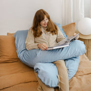 MINICAMP U-Shaped Pregnancy Pillow with Natural Sateen Cotton Cover in Stone Blue | Kapok & Latex Blend or PES Filling image 5