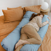 MINICAMP U-Shaped Pregnancy Pillow with Natural Sateen Cotton Cover in Stone Blue | Kapok & Latex Blend or PES Filling image 3