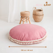MINICAMP Large Floor Cushion with Tassels in Rose image 5