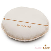 MINICAMP Large Floor Cushion with Pom Poms in Ecru image 5