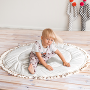 MINICAMP Padded Kids Play Mat in Ecru with Tassels image 3