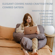 MINICAMP U-Shaped Comfort Pillow with Natural Sateen Cotton Cover in Cacao | Kapok or PES Filling image 3