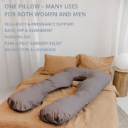 MINICAMP U-Shaped Comfort Pillow with Natural Sateen Cotton Cover in Cacao | Kapok or PES Filling image 5