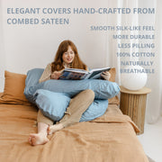 MINICAMP U-Shaped Pregnancy Pillow with Natural Sateen Cotton Cover in Stone Blue | Kapok & Latex Blend or PES Filling image 2