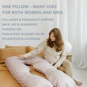 MINICAMP U-Shaped Maternity Pillow with Natural Sateen Cotton Cover in Shell Pink | Kapok & Latex Blend or PES Filling image 4