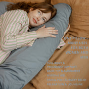 MINICAMP U-Shaped Pregnancy Pillow with Natural Sateen Cotton Cover in Stone Grey | Kapok & Latex Blend or PES Filling image 4