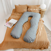 MINICAMP U-Shaped Pregnancy Pillow with Natural Sateen Cotton Cover in Stone Grey | Kapok & Latex Blend or PES Filling image 6