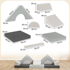 AIYAPLAY 12-Piece Modular Kids Play Sofa – Grey