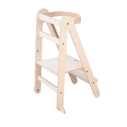 MamaToyz Folding Montessori Learning Tower – Natural Beech Wood image 10