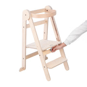 MamaToyz Folding Montessori Learning Tower – Natural Beech Wood image 14